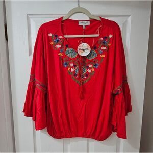 Hayden Los Angeles red boho top size medium with oversized fit NEW WITH TAGS!